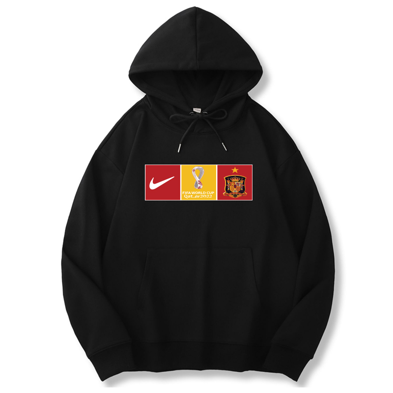 Men's Spain World Cup Soccer Hoodie Black